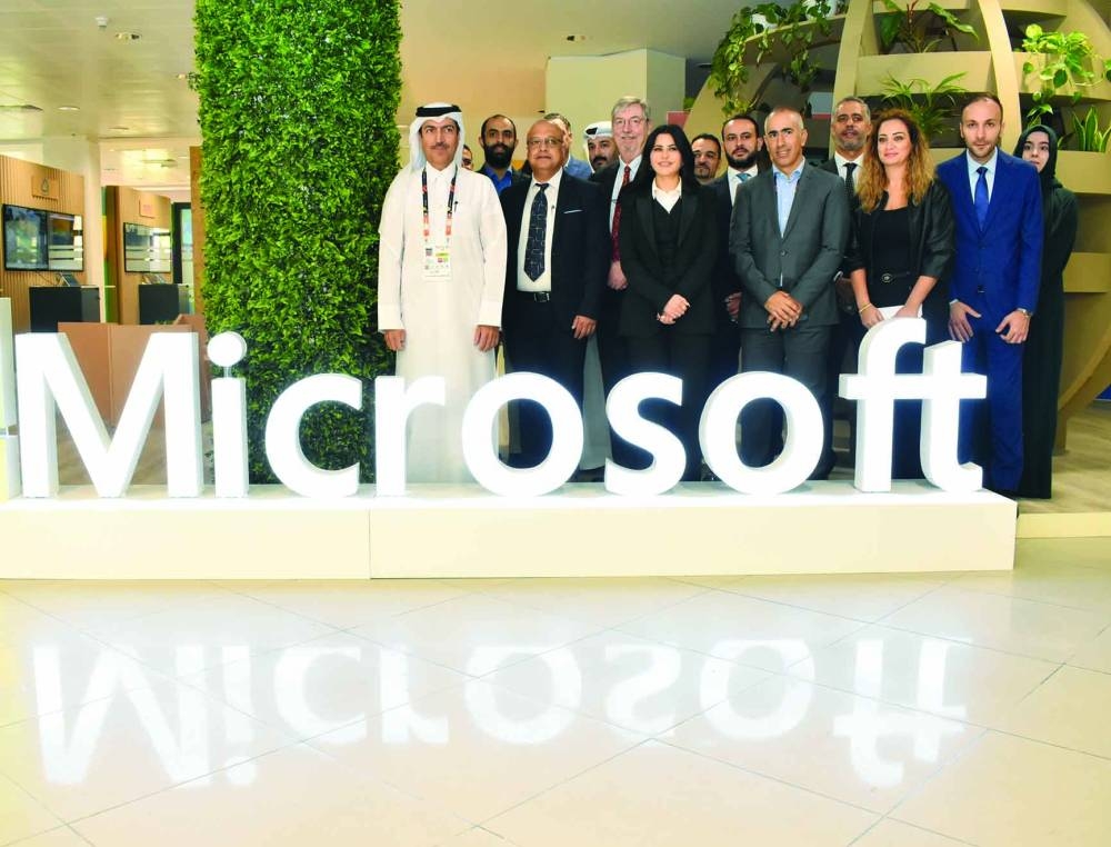The dignitaries with Microsoft officials in the booth. PICTURE: Thajudheen