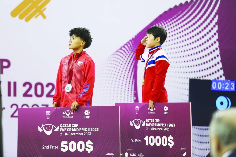 Podium finishers from the women’s 45kg competition yesterday.