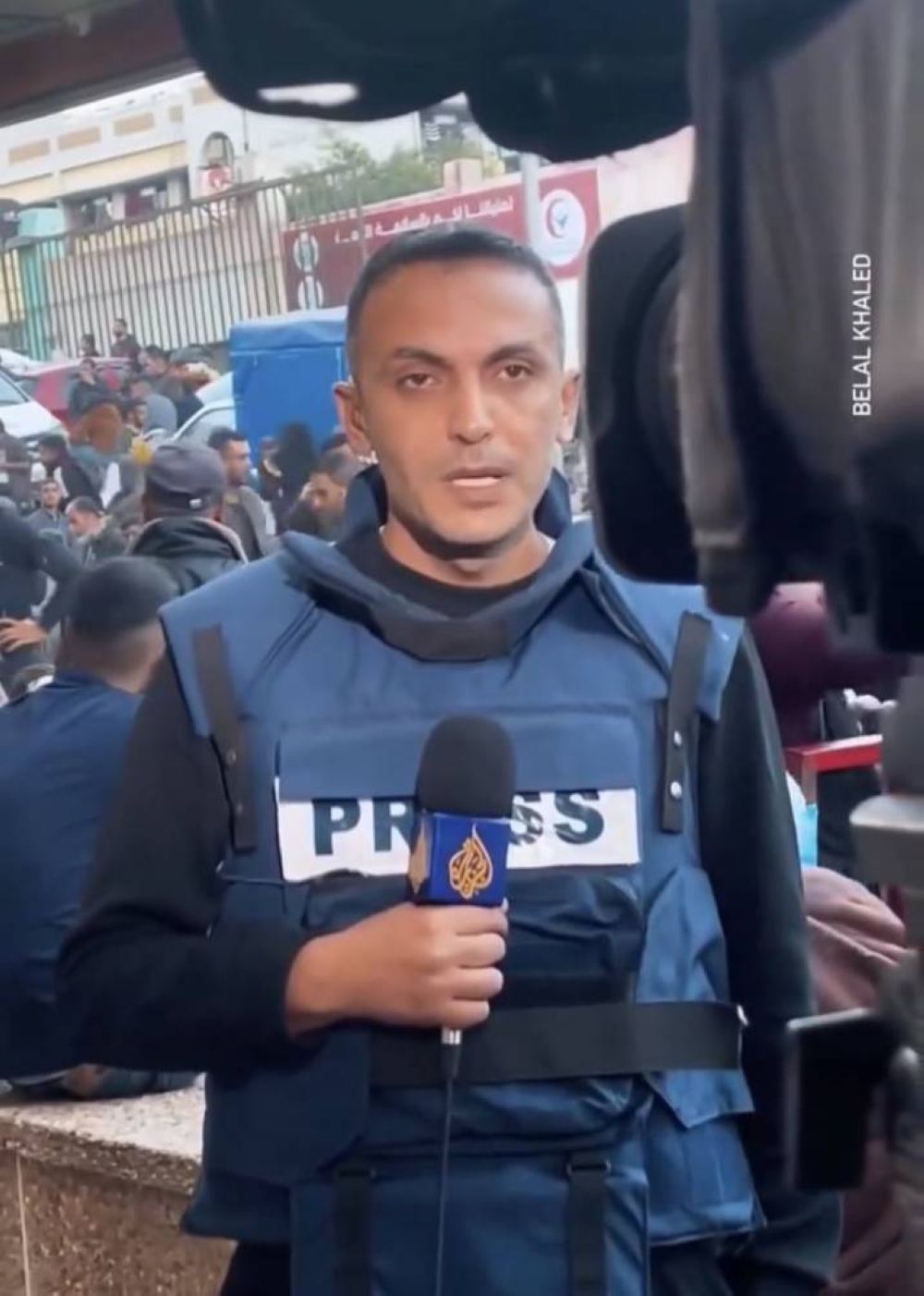 Moamen Al-Sharafi, who was elsewhere during the bombardment, later appeared live on Al Jazeera.