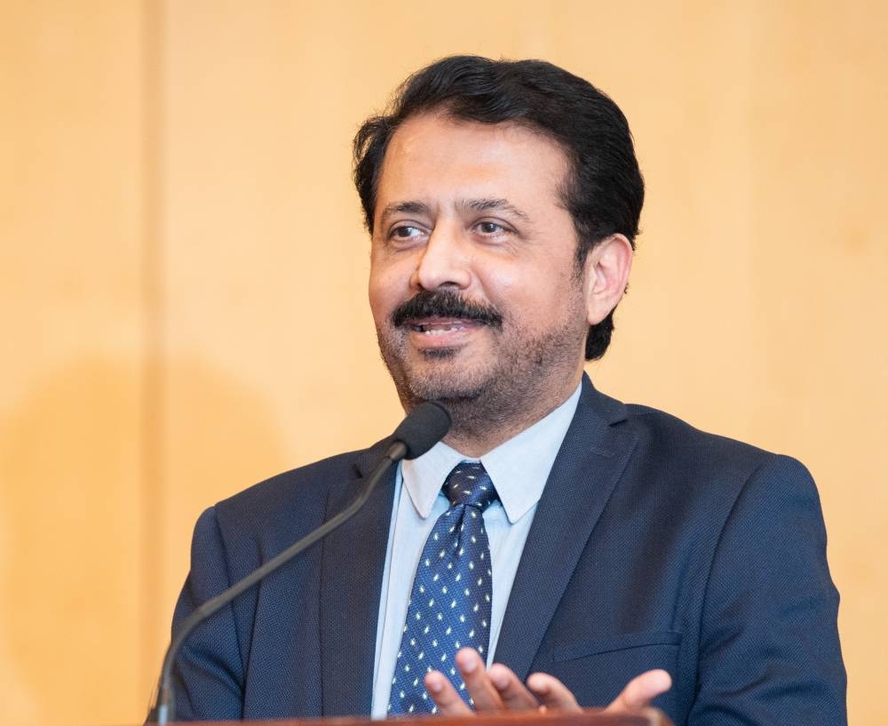 Pakistan ambassador Muhemmed Aejaz speaking at the event.