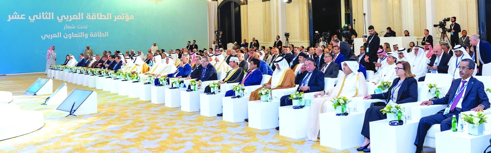 Dignitaries and delegates at 12th Arab Energy Conference in Doha on Monday.