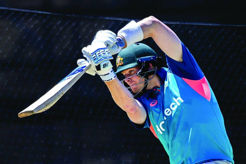 Australia’s Steve Smith attends a training session ahead of the three-match Test series against Pakistan at Perth Stadium. (AFP)