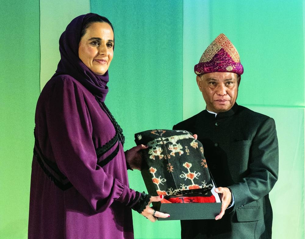 Qatar Museums chairperson HE Sheikha Al Mayassa bint Hamad bin Khalifa al-Thani and Indonesian ambassador Ridwan Hassan at the opening of the Qatar – Indonesia Year of Culture 2023.