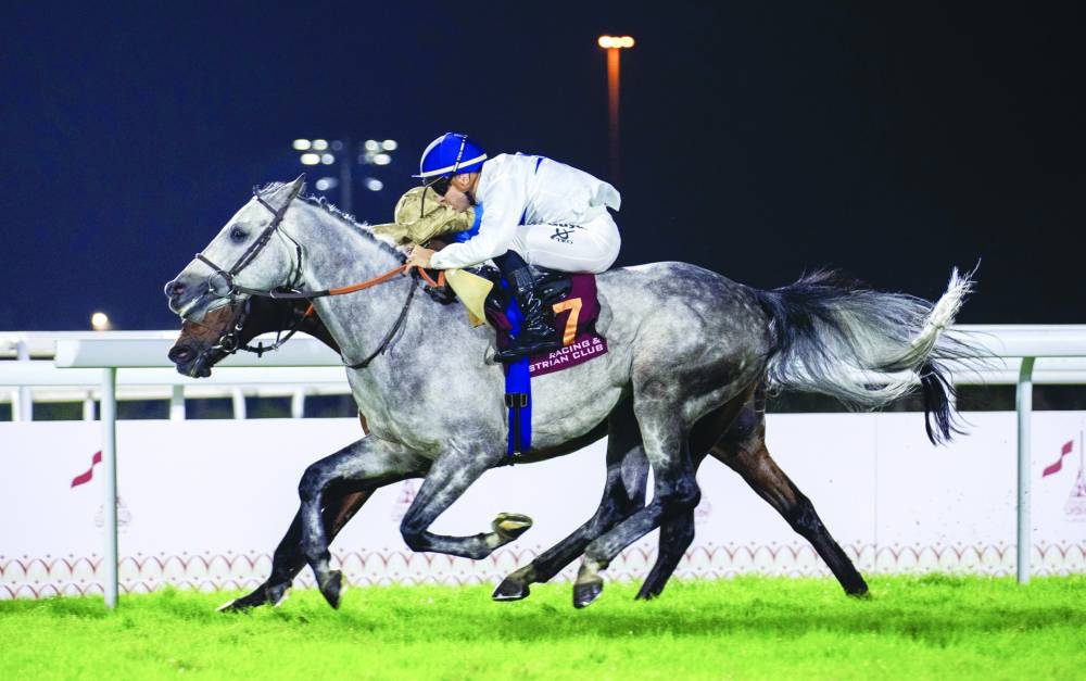 
Maxime Guyon rides Djafar to Qatar National Day Trophy victory. 