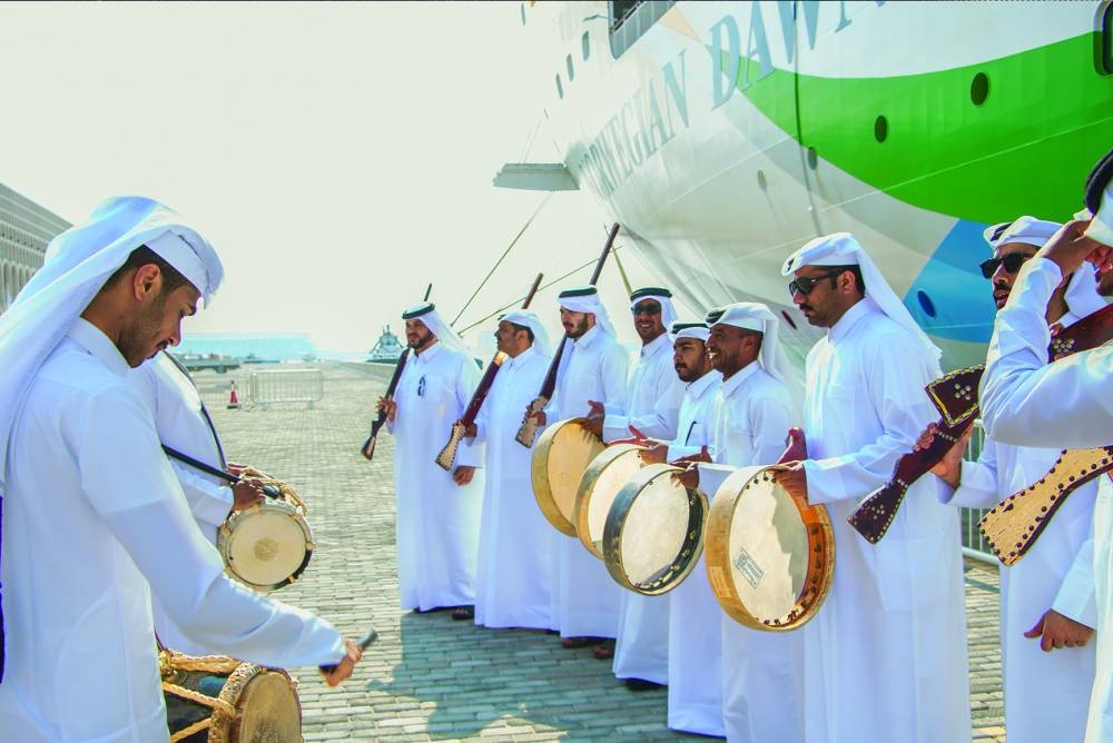 The welcome ceremony yesterday featured a traditional Ardah performance. -supplied picture