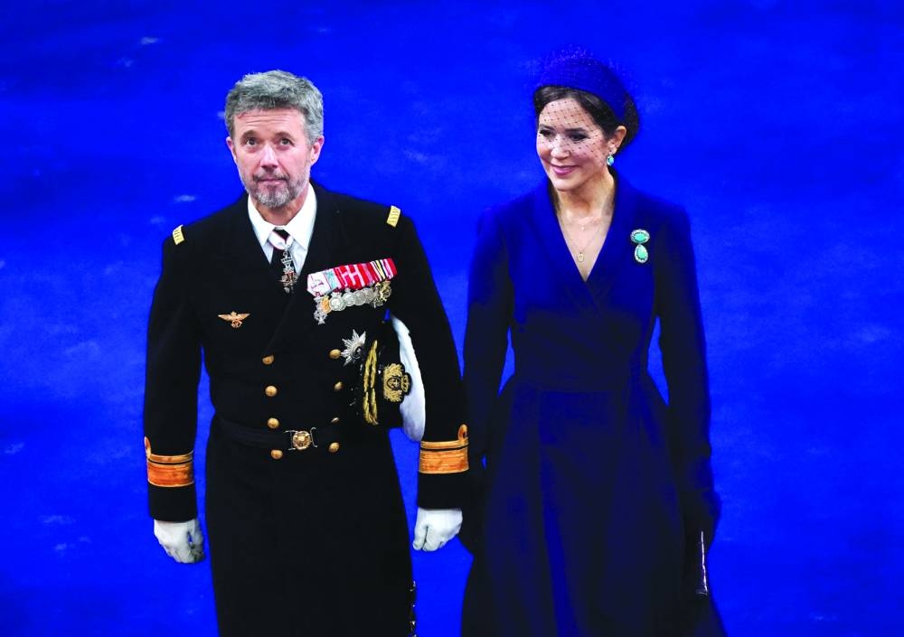 
Crown Prince Frederik of Denmark and Crown Princess Mary arrive at Westminster Abbey in central London on May 6, 2023, ahead of the coronations of Britain’s King Charles III and Britain’s Camilla, Queen Consort. (AFP) 