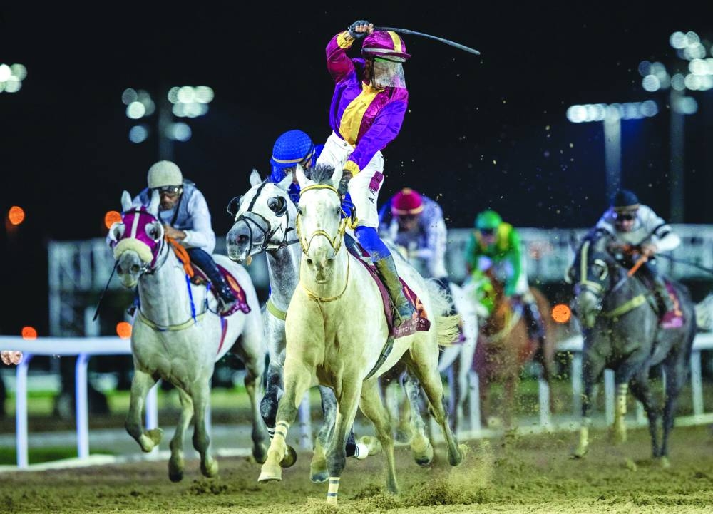 
Jockey Abdulla Rashid al -Hajri guides Safi Al Zaman to Umm Al Zubar Cup victory.
 