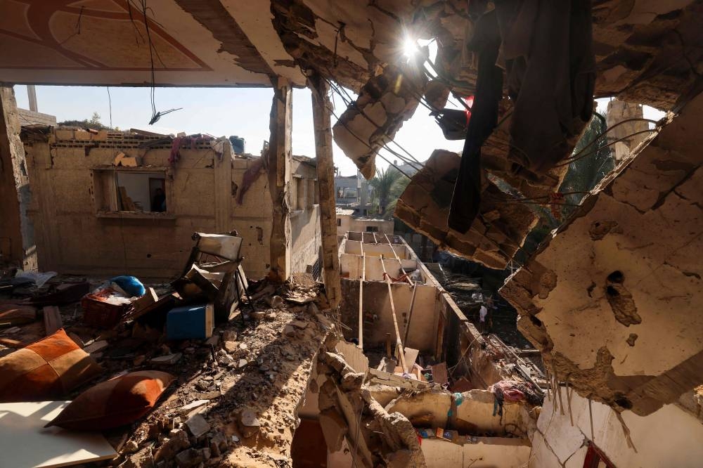 Buildings damaged during Israeli bombardment in Rafah, on the southern Gaza Strip. AFP