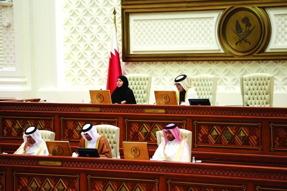 Speaker HE Hassan bin Abdullah al-Ghanim chairs the weekly ordinary session of the Shura Council Monday.