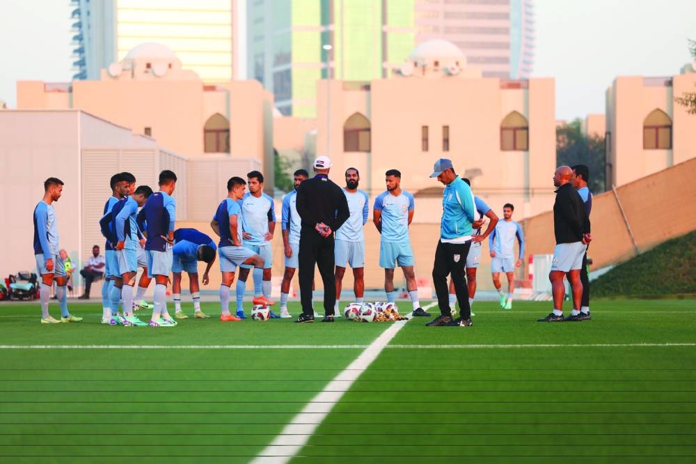 Indian players at a training session on Friday in Doha, on the eve of their Asian Cup opening match against Australia.