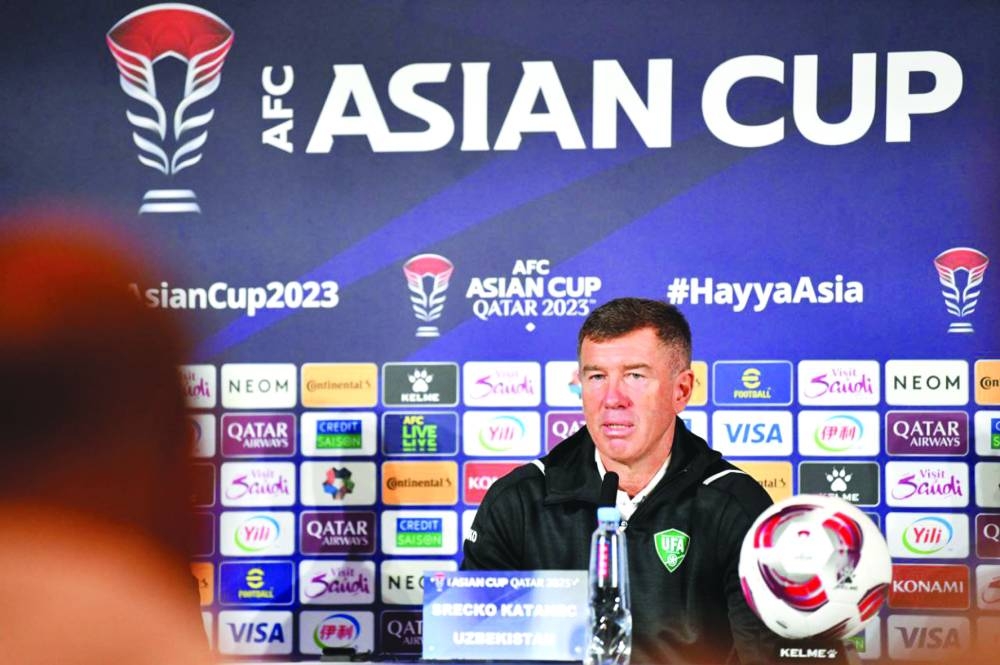 Uzbekistan coach Srecko Katanec at a press conference on Wednesday.