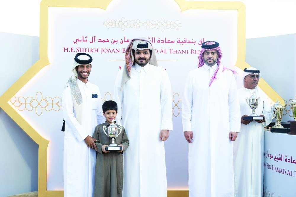 President of Qatar Olympic Committee HE Sheikh Joaan bin Hamad al-Thani crowned the winners of the last two races of The HE Sheikh Joaan Bin Hamad Al Thani Rifle Day at the Al Rayyan Racecourse on Saturday. Chairman of the Asian Equestrian Federation and QREC Vice-Chairman Hamad bin Abdulrahman al-Attiya was also present.
