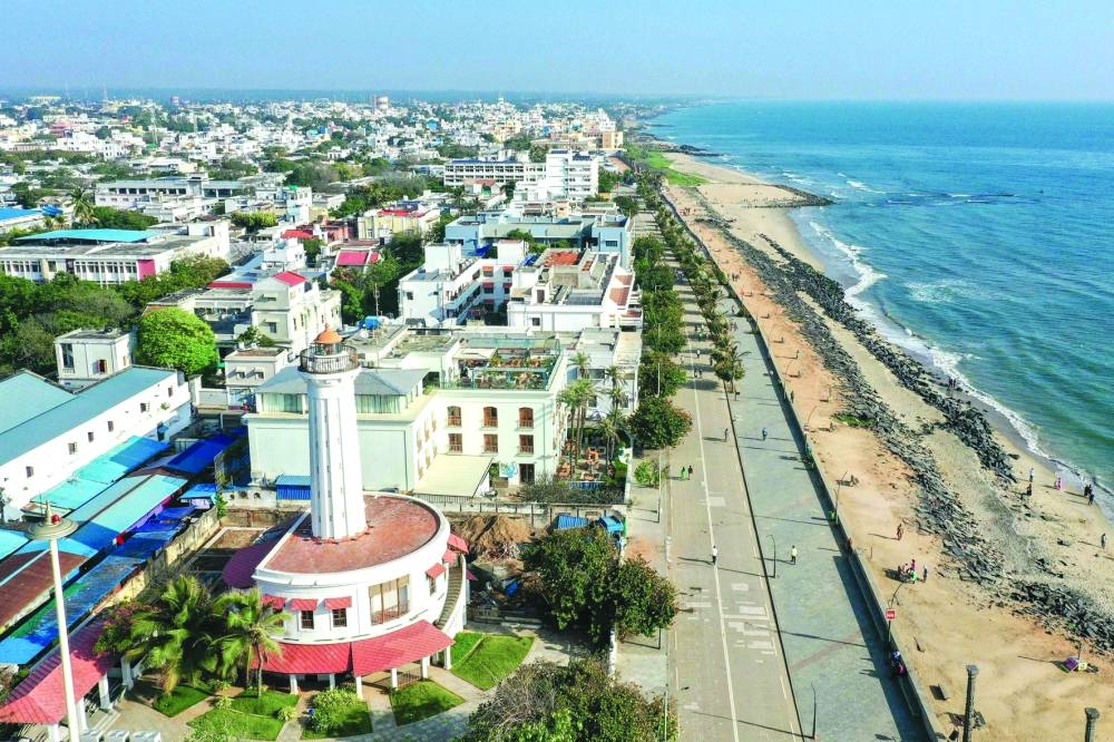 
The old French quarter known as ‘La Ville Blanche’ or ‘White Town’ in Puducherry. 