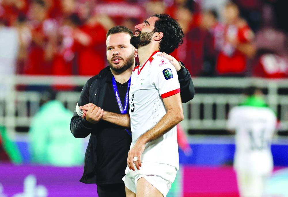 
Palestine’s Mohamed Saleh gets emotional after the victory. (Reuters) 