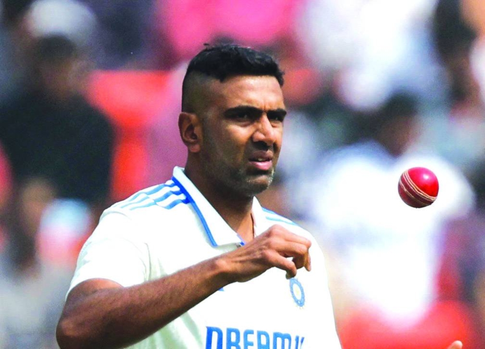 India’s Ravichandran Ashwin in action in Hyderabad on Thursday. (Reuters)