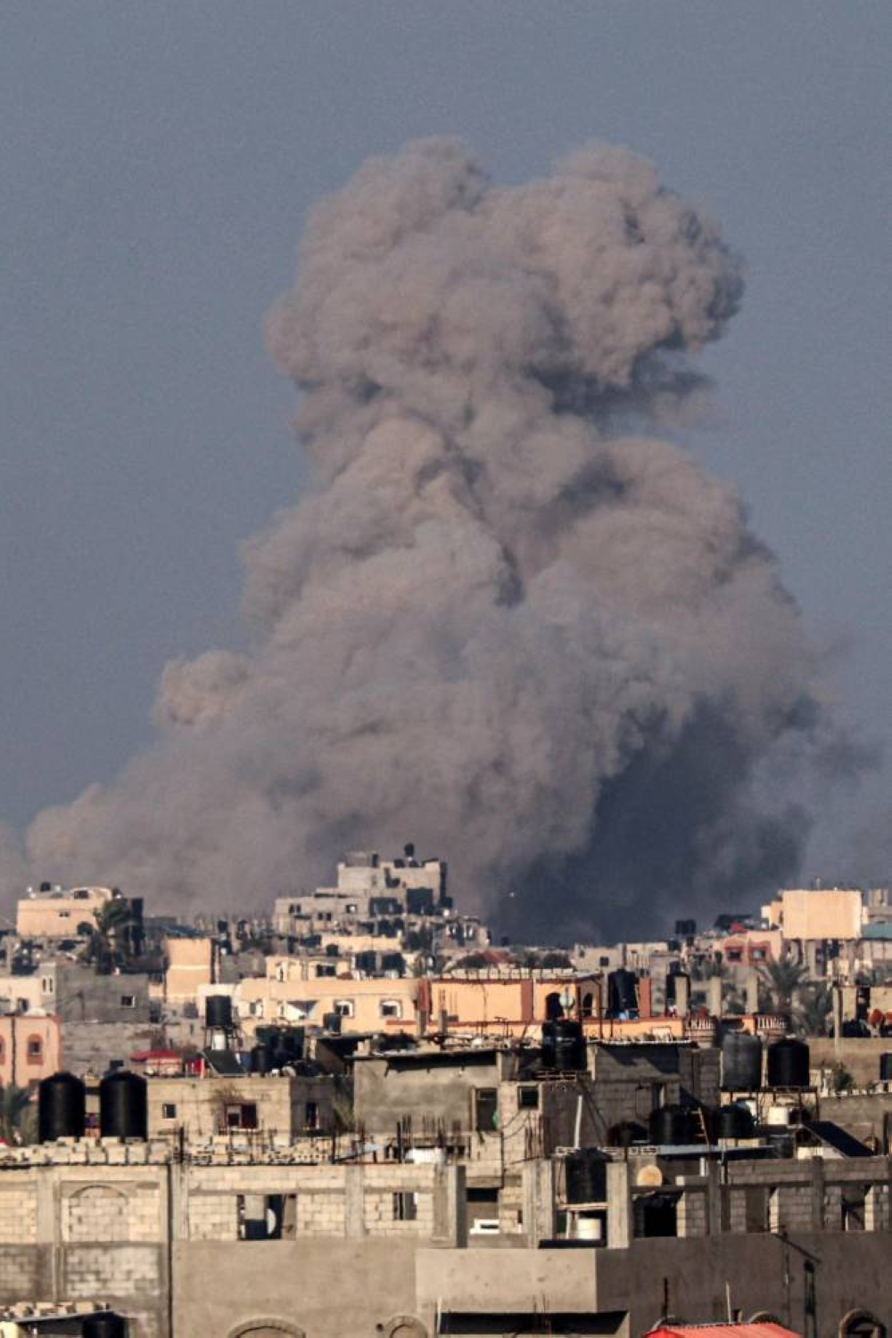 Smoke billows after an Israeli strike in Rafah in the southern Gaza Strip on Friday. AFP