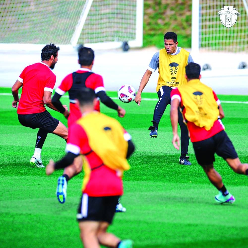 
Jordan head coach Hussein Ammouta at a team training session.  