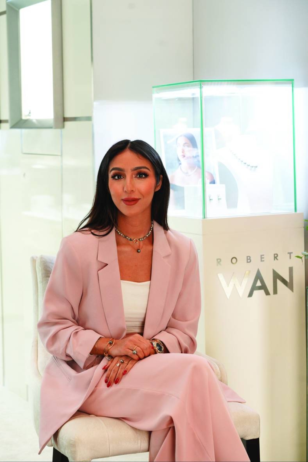 Robert Wan general manager Wafa Habbar at DJWE's Alfardan pavillion (supplied pictures).