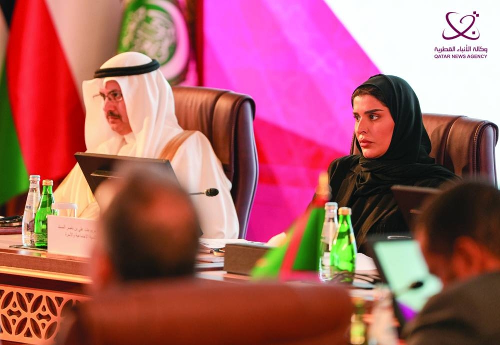 HE the Minister of Social Development and Family Maryam bint Ali bin Nasser al-Misnad in attendance with Arab ministers and officials of social development as well as representatives of relevant regional and international organisations.