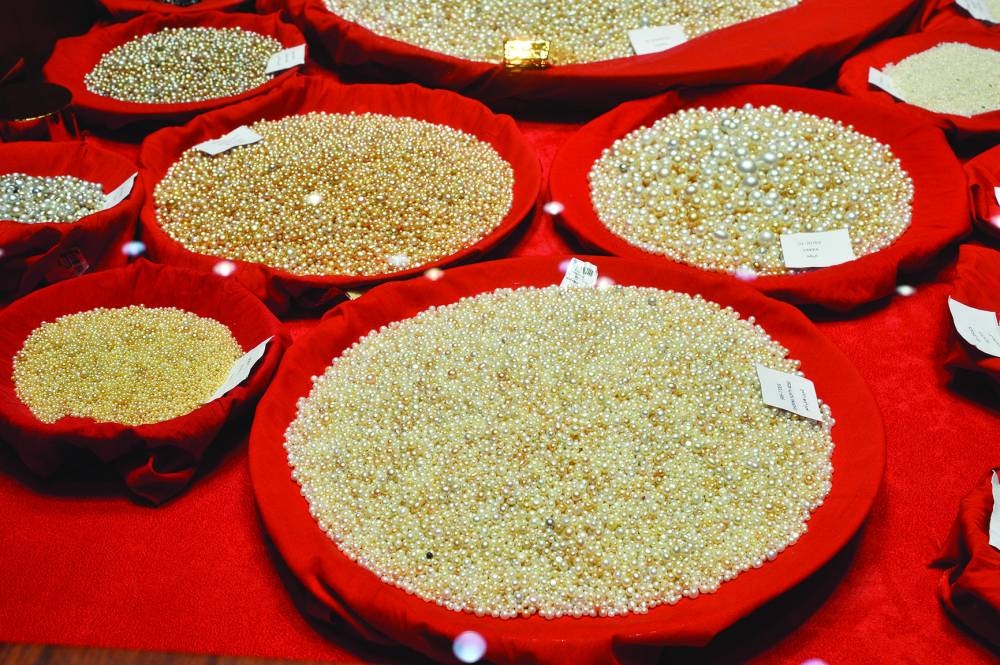 Natural pearls on display at the Alfardan pavilion, DJWE 2024.