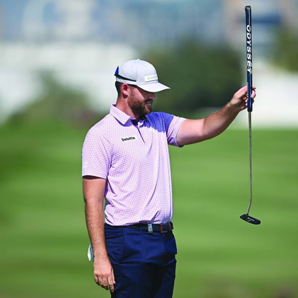 Australia’s Haydn Barron gestures during the second round of the Commercial Bank Qatar Masters at the DGC on Friday.