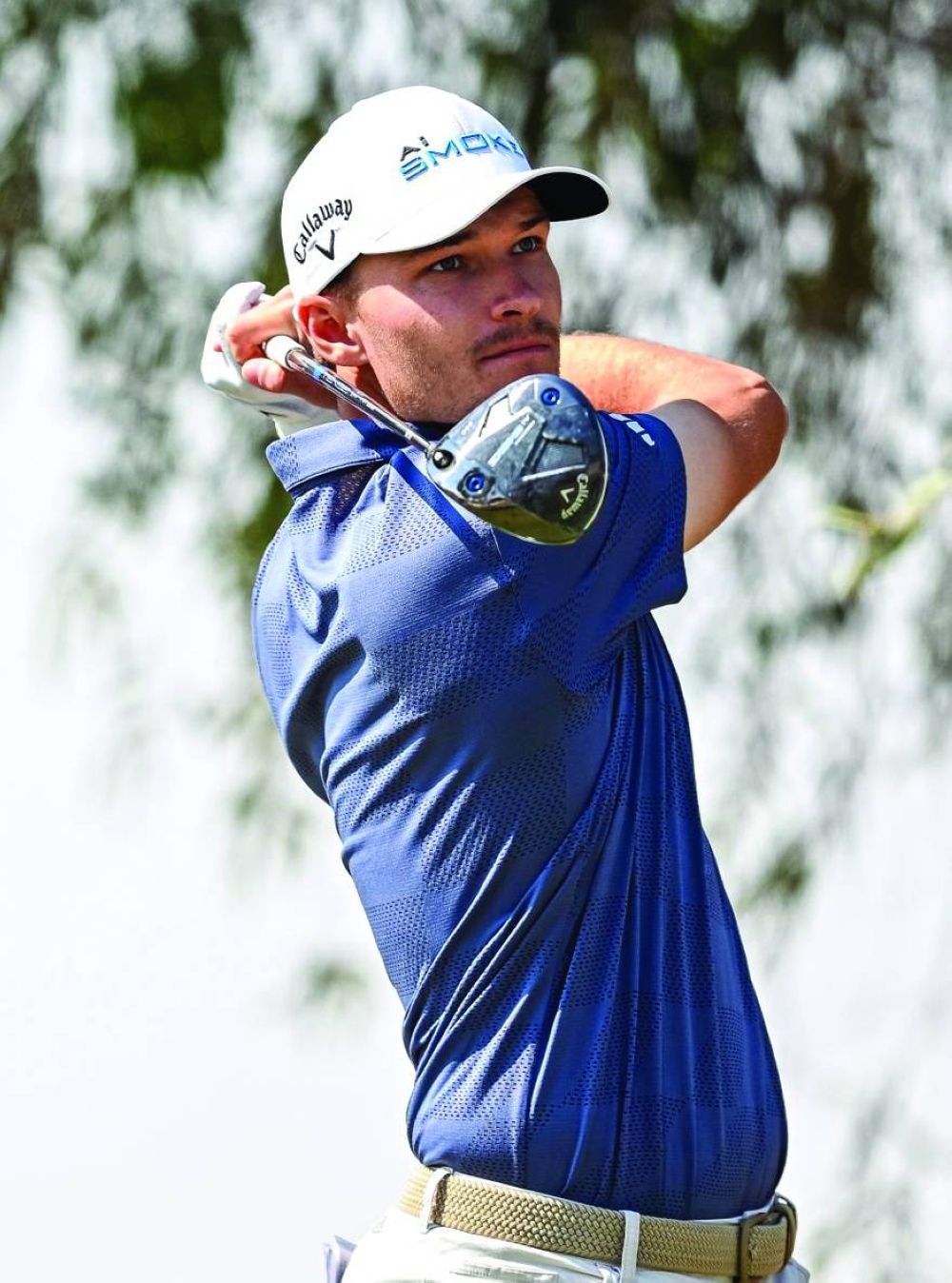 DOHA, QATAR - FEBRUARY 10: Rasmus Hojgaard of Denmark plays his tee shot on the 6th hole during day three of the Commercial Bank Qatar Masters at Doha Golf Club on February 10, 2024 in Doha, Qatar. (Photo by Octavio Passos/Getty Images)
