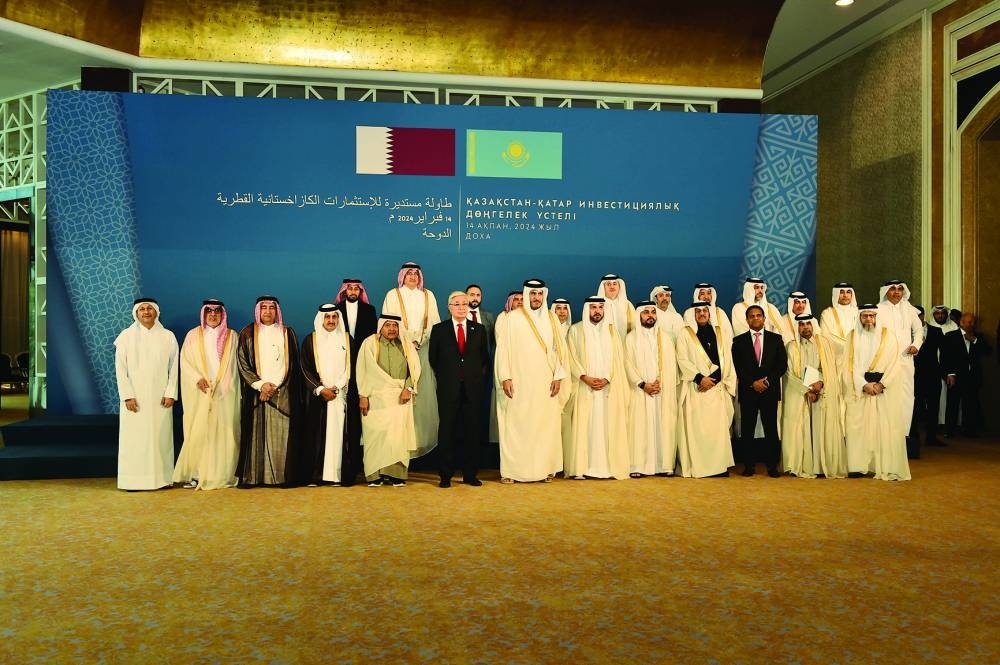 President Kassym-Jomart Tokayev of Kazakhstan HE Sheikh Faisal bin Qassim al-Thani, chairman, Qatari Businessmen Association with QBA members on Wednesday.