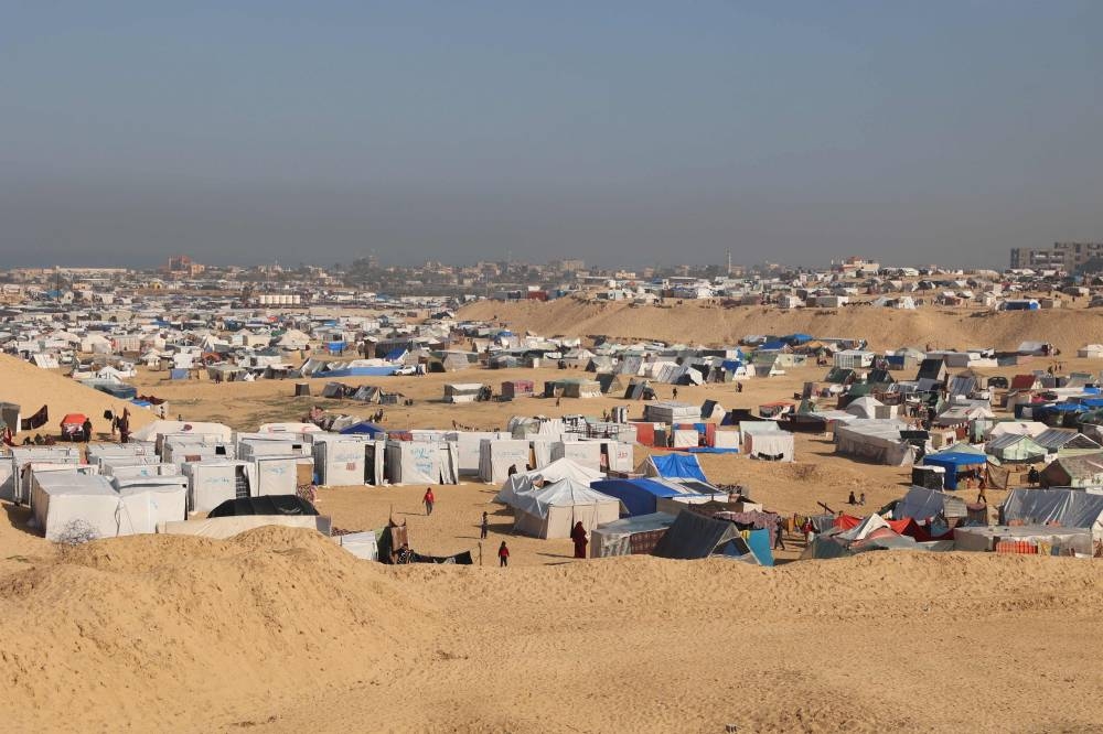 A camp for displaced Palestinians in Rafah, on the southern Gaza Strip on Wednesday. AFP