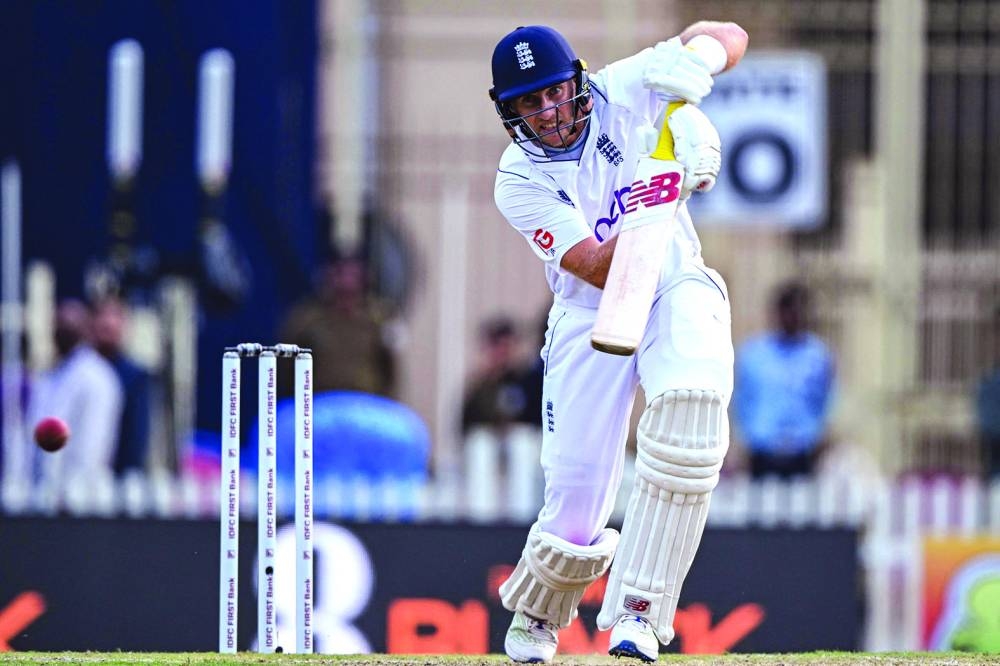 
England’s Joe Root plays a shot during the first day of the fourth Test against India in Ranchi yesterday. (AFP) 