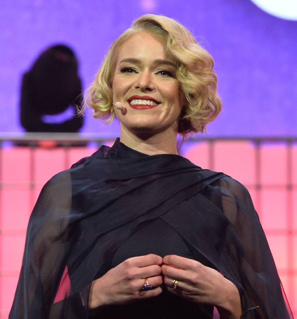 Web Summit CEO Katherine Maher speaks at the event. PICTURE: Shaji Kayamkulam.