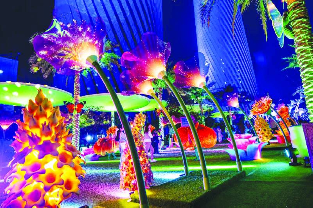 The Luminous Festival at Lusail Boulevard's Al Saad Plaza features a colourful display of installations.