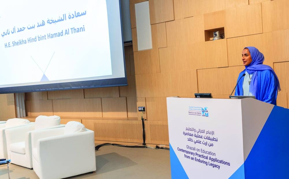 HE Sheikha Hind bint Hamad al-Thani delivering the keynote speech.