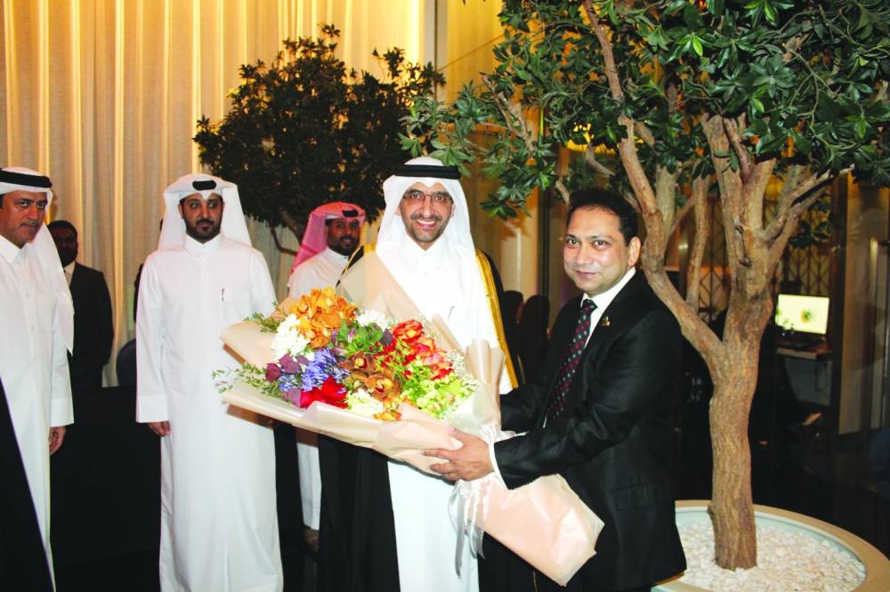 HE Ibrahim bin Ali bin Isa al-Hassan al-Mohannadi, Minister of Justice and Minister of State for Cabinet Affairs being received.