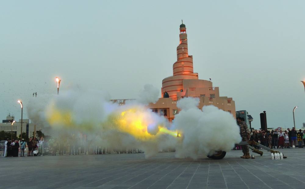 Ramadan cannon firing Monday evening at Souq Waqif to mark the end of the fasting on the first day of Ramadan. PICTURE: Shaji Kayamkulam