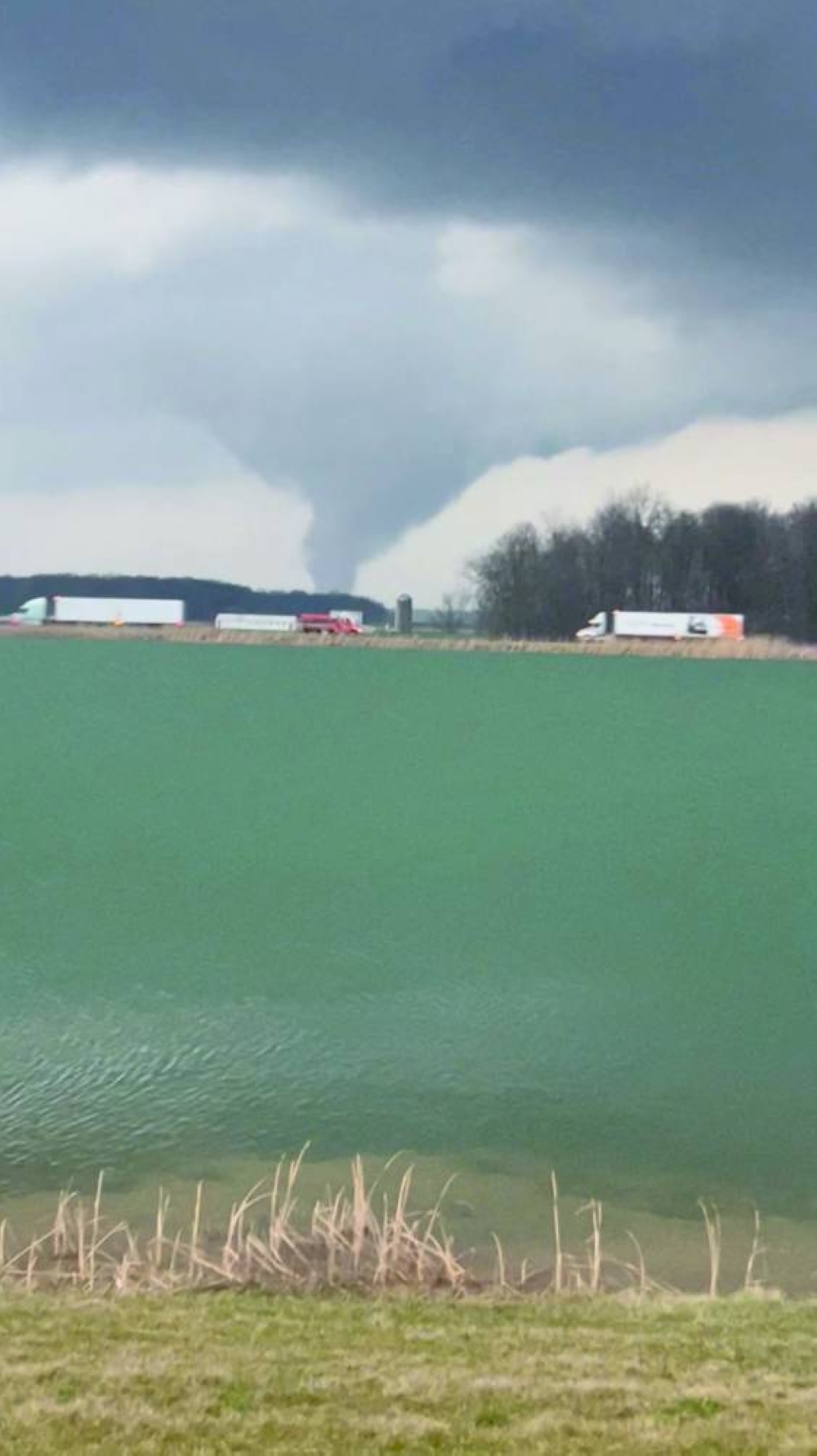 
A view shows a tornado moving in Hancock County, Ohio. 