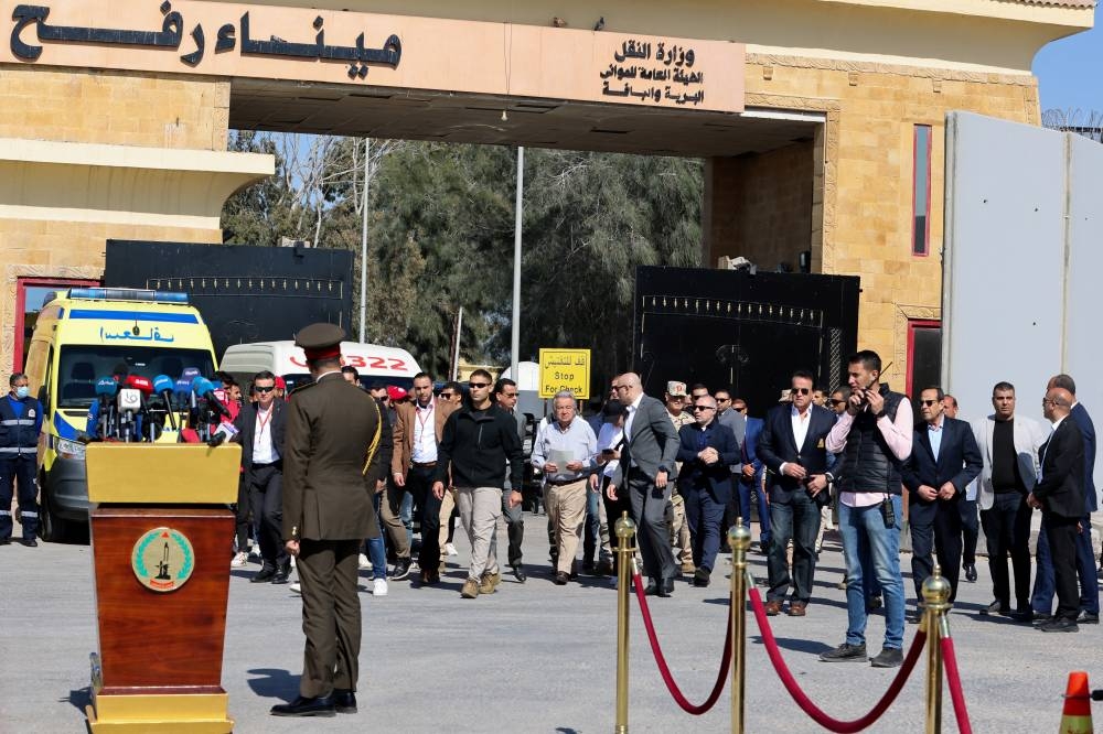 United Nations Secretary-General Antonio Guterres visits the Rafah border crossing between Egypt and the Gaza Strip, in Rafah, Egypt on Saturday. REUTERS