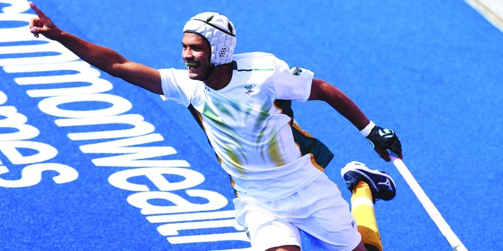 
A South African player in action during a field hockey match at the 2022 Commonwealth Games held in Birmingham. (@thecgf) 