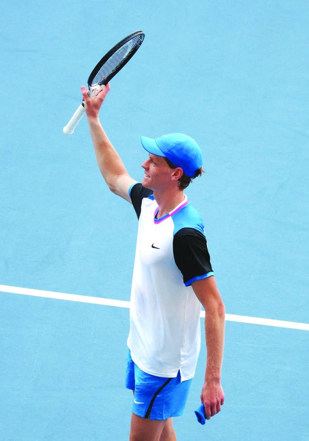 Jannik Sinner of Italy celebrates his win against Daniil Medvedev during their Miami Open semi-final. (AFP)