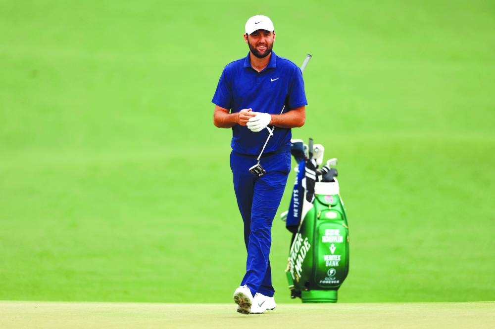 
Scottie Scheffler of the US walks on the second hole during a practice round prior to the 2024 Masters Tournament at Augusta National Golf Club. (AFP) 
