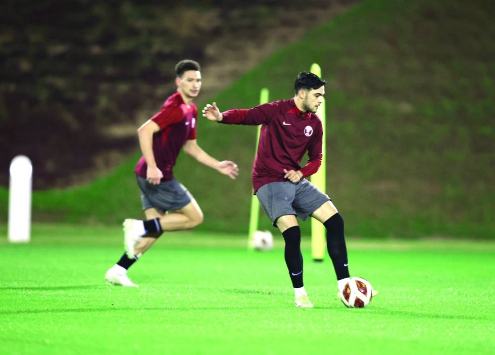 
Qatar’s Ahmed al-Rawi at a training session ahead of next week’s AFC Under-23 Asian Cup. 