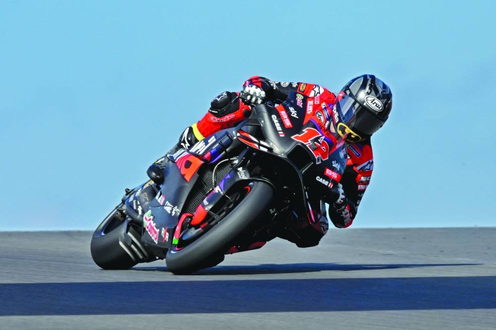 Maverick Vinales of Spain and Aprilia Racing rides during practice for the MotoGP Grand Prix of the Americas at Circuit of The Americas in Austin, Texas, on Saturday. (USA TODAY Sports)