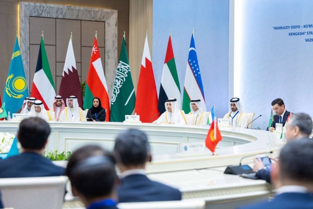 HE the Prime Minister and Minister of Foreign Affairs Sheikh Mohamed bin Abdulrahman bin Jassim al-Thani chairs Qatar's delegation at the Strategic Dialogue between the GCC countries and Central Asian states held Monday in Tashkent.