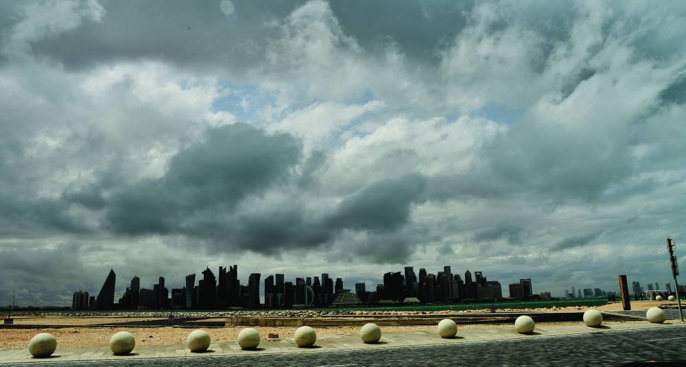 A view of rain clouds above Doha's West Bay, as seen from the Old Doha Port area Tuesday. PICTURE: Shaji Kayamkulam