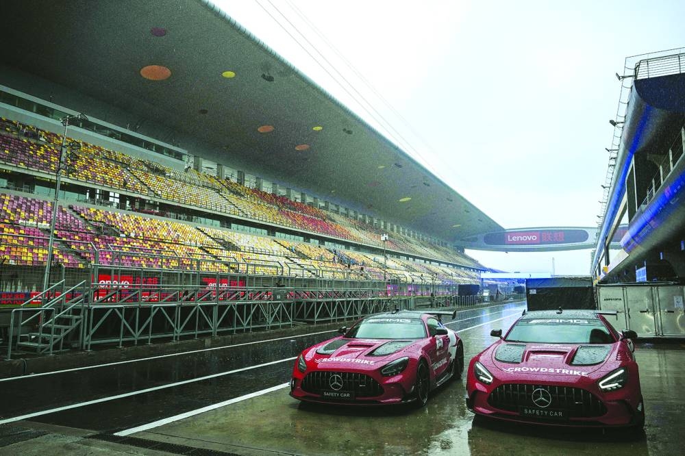General view of the paddock at the Shanghai International Circuit ahead of the Chinese Grand Prix in Shanghai on Wednesday. (AFP)