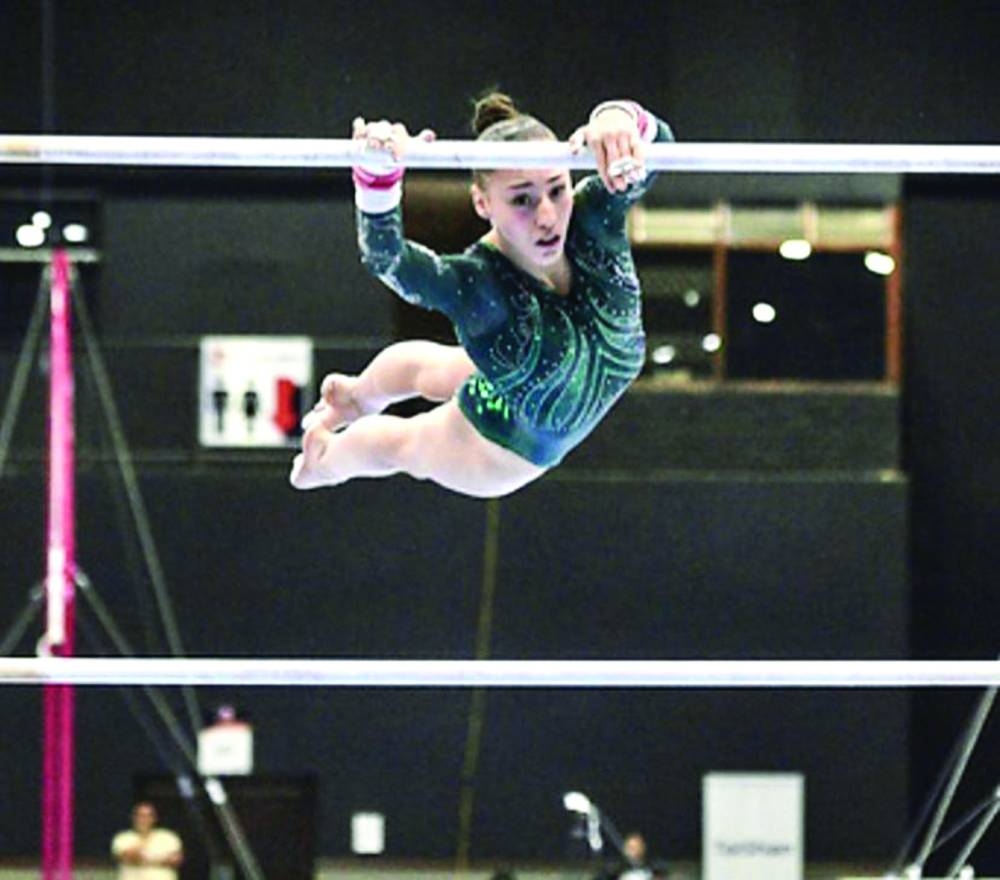 New Zealand’s Georgia-Rose Brown performs during the women’s uneven bar qualification at the Artistic Gymnastics World Cup Doha at the Women’s Sports Committee Hall in Doha on Wednesday.