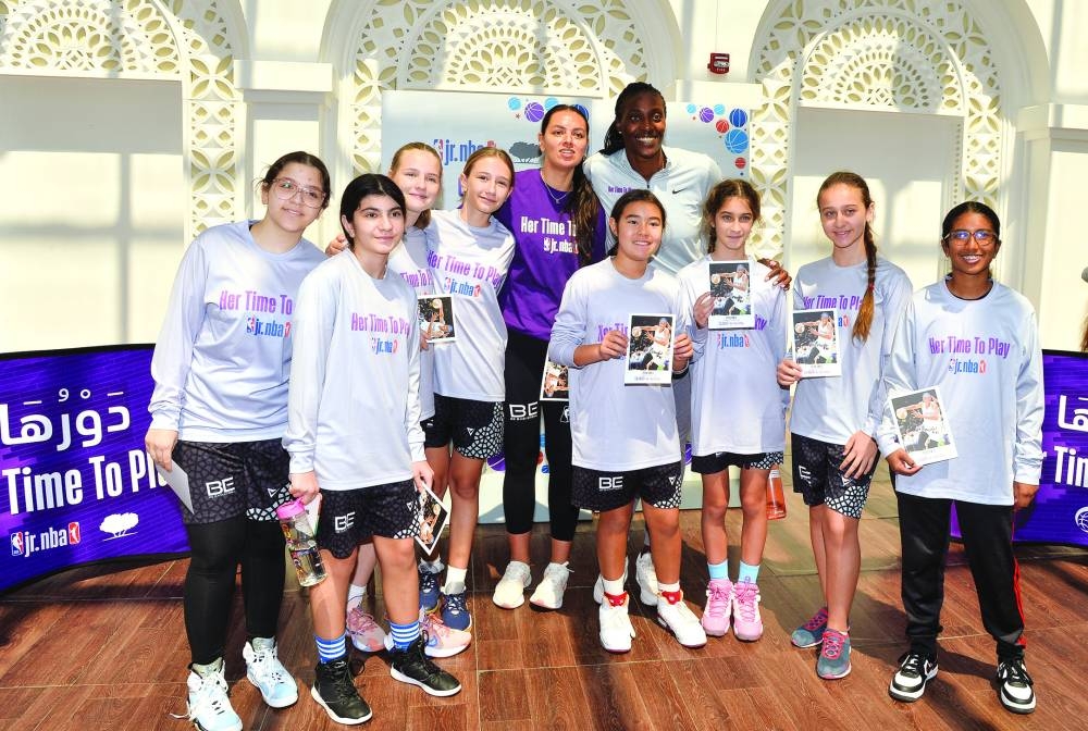 Sylvia Fowles with young basketball enthusiasts. PICTURE: Shaji Kayamkulam