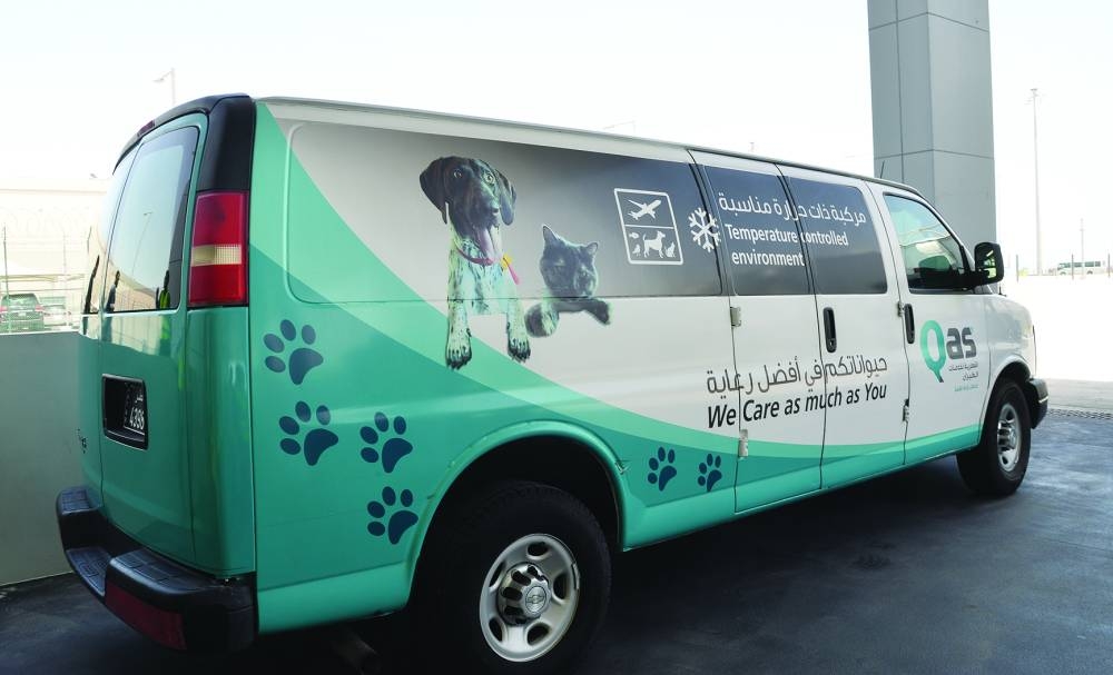 INSIDE PAGE PIC - Qatar Airways Cargo uses dedicated pet vans to transport them from the aircraft to its state-of-the-art animal centre. PICTURES: Shaji Kayamkulam.