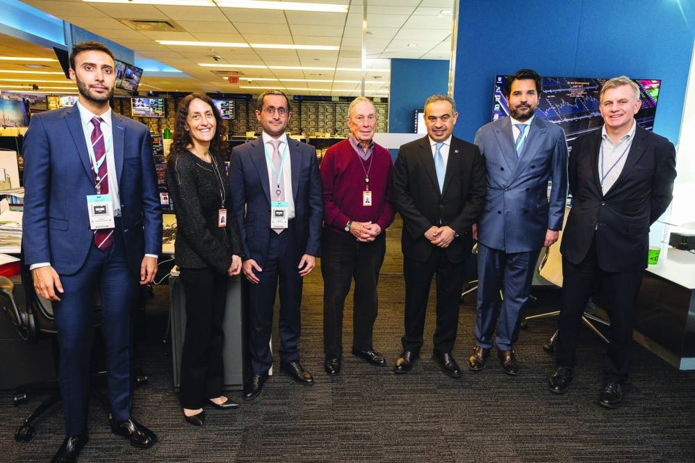 HE Ali bin Ahmed al-Kuwari with Mike Bloomberg among other executives