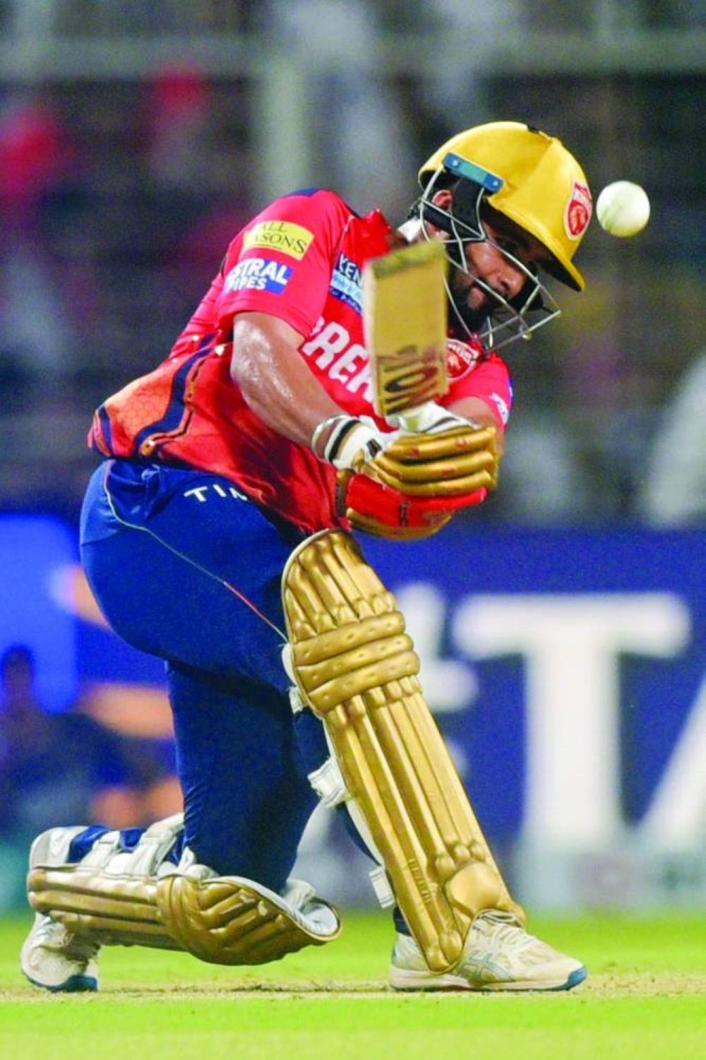 Punjab Kings’ Prabhsimran Singh plays a reverse sweep on Friday. (AFP)