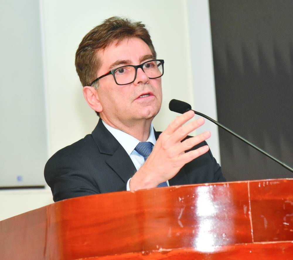 Ambassador of Brazil Marcelo Dantas addressing the gathering on Saturday. PICTURES: Thajudheen.